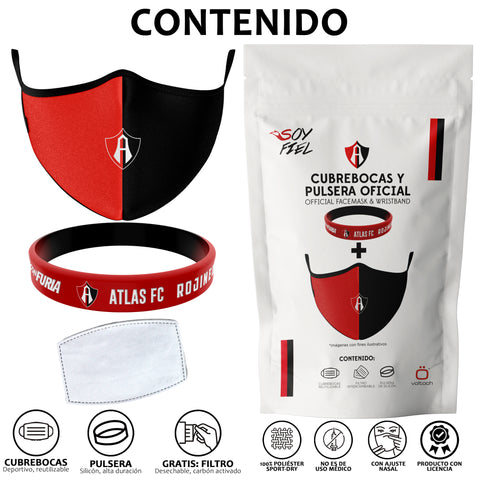 Cubrebocas + Pulsera Atlas Oficial Cubrebocas + Pulsera Atlas Oficial