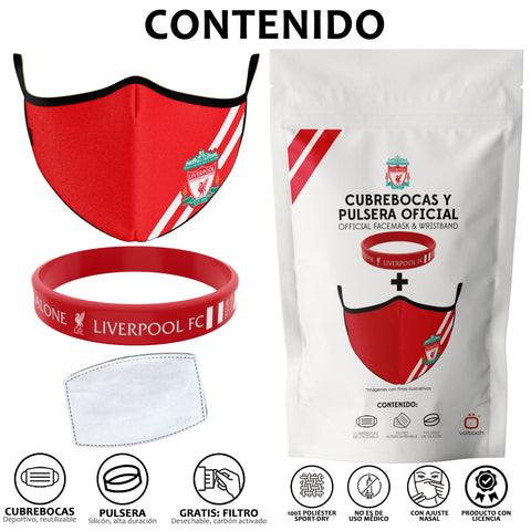 Cubrebocas + Pulsera Liverpool Oficial Cubrebocas + Pulsera Liverpool Oficial