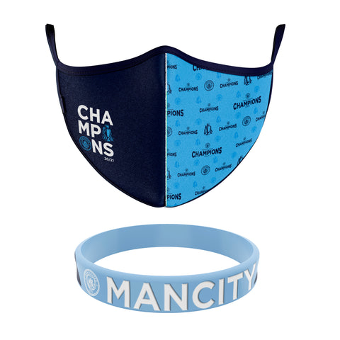 Cubrebocas + Pulsera Manchester City Oficial Cubrebocas + Pulsera Manchester City Oficial